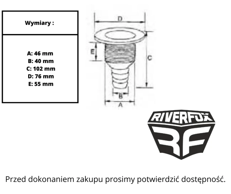 ODPŁYW BIAŁY 1-12' tabelka riverfox autorska tabelka bez zgody kopiowania