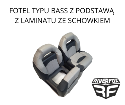 Fotel do łodzi wędkarskiej typu Bass z podstawą z laminatu ze schowkiem