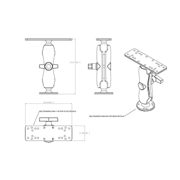 RAM MOUNTS uchwyt do montażu echosondy 7.35